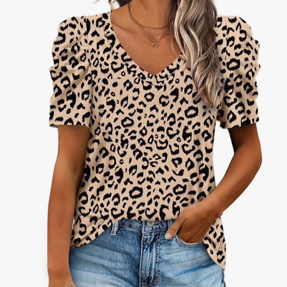 Leopard Print V-Neck Women's Top